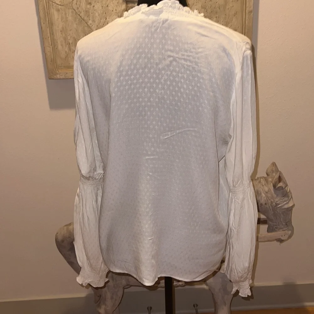1. State Boho ivory top peasant blouse long sleeves Sz M‎